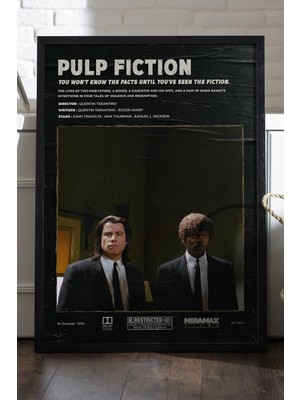 Duvarda Pulp Fiction Siyah Ahşap Çerçeveli Poster, Dekoratif Film Duvar Tablosu