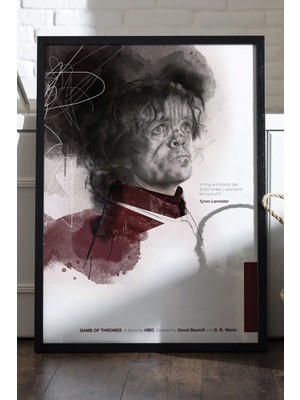 Duvarda Game Of Thrones Siyah Ahşap Çerçeveli Poster, Dekoratif Dizi Duvar Tablosu