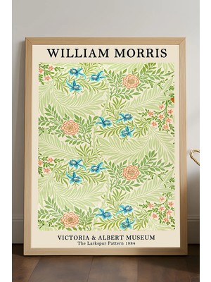 Duvarda William Morris Doğal Ahşap Çerçeveli Poster, Dekoratif Sanatsal Duvar Tablosu