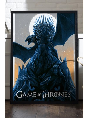 Duvarda Game Of Thrones Siyah Ahşap Çerçeveli Poster, Dekoratif Dizi Duvar Tablosu