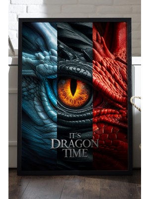 Duvarda Game Of Thrones Dragons Siyah Ahşap Çerçeveli Poster, Dekoratif Dizi Duvar Tablosu