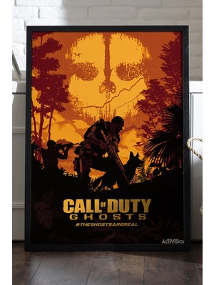 Duvarda Call Of Duty Siyah Ahşap Çerçeveli Poster, Dekoratif Oyun Duvar Tablosu