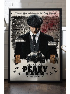 Duvarda Peaky Blinders Siyah Ahşap Çerçeveli Poster, Dekoratif Dizi Duvar Tablosu