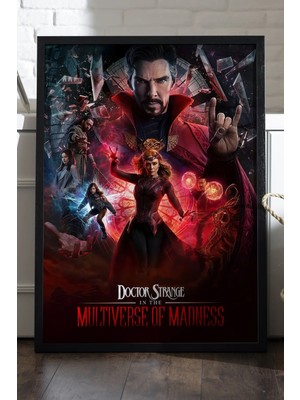 Duvarda Doctor Strange Siyah Ahşap Çerçeveli Poster, Dekoratif Dizi Duvar Tablosu