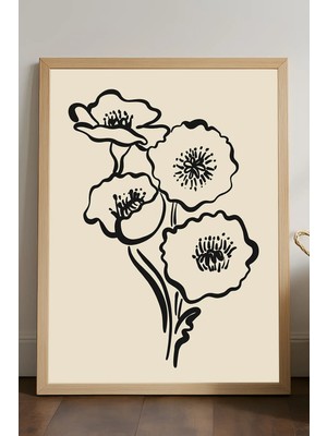 Duvarda Bloom Ahşap Çerçeveli Poster, Dekoratif Sanatsal Duvar Tablosu