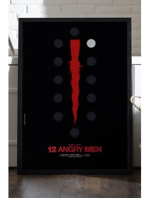 Duvarda 12 Angry Men Siyah Ahşap Çerçeveli Poster, Dekoratif Film Duvar Tablosu