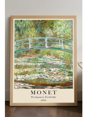 Duvarda Claude Monet Doğal Ahşap Çerçeveli Poster, Dekoratif Sanatsal Duvar Tablosu
