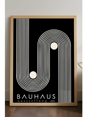 Duvarda Bauhaus Doğal Ahşap Çerçeveli Poster, Dekoratif Sanatsal Duvar Tablosu