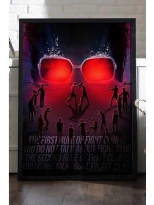Duvarda Fight Club Siyah Ahşap Çerçeveli Poster, Dekoratif Film Duvar Tablosu