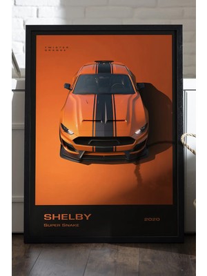 Duvarda Ford Shelby Super Snake Araba Siyah Ahşap Çerçeveli Poster, Dekoratif Duvar Tablosu