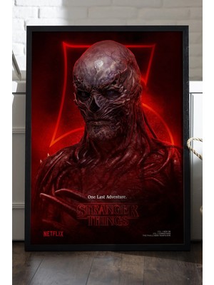 Duvarda Stranger Things Siyah Ahşap Çerçeveli Poster, Dizi Duvar Tablosu