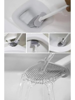 Yağmur Store Duvara Yapıştırılabilir Silikon Wc Fırçası,ince Aralara Girebilir Silikon Klozet Fırçası (Beyaz)