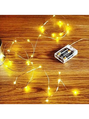 Yağmur Store Peri LED Metre Gün Işığı Sarı Renkli Pilli Dekoratif Aydınlatma Süsleme Parti Sarı LED Işık Yılbaşı LED Işık Süsleme Dekorasyon Işığı Şerit Aydınlatma LED (Günışığı, 5)
