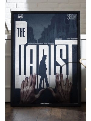 Duvarda Piyanist Siyah Ahşap Çerçeveli Poster, Dekoratif Film Duvar Tablosu