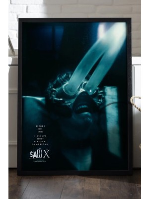 Duvarda Testere Siyah Ahşap Çerçeveli Poster, Film Duvar Tablosu