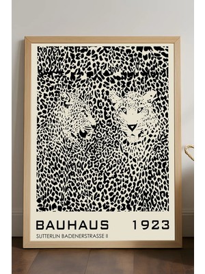 Duvarda Bauhaus Doğal Ahşap Çerçeveli Poster, Dekoratif Sanatsal Duvar Tablosu