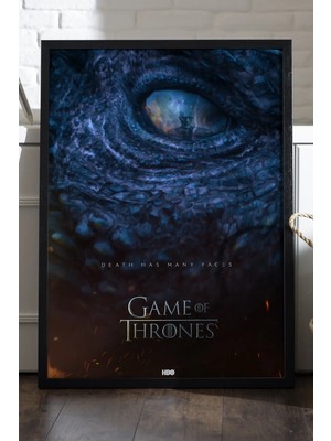 Duvarda Game Of Thrones Siyah Ahşap Çerçeveli Poster, Dekoratif Dizi Duvar Tablosu