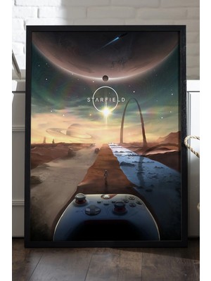 Duvarda Starfield Siyah Ahşap Çerçeveli Poster, Dekoratif Oyun Duvar Tablosu