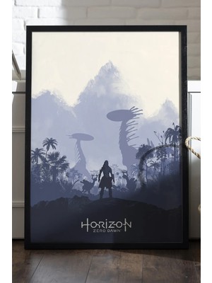 Duvarda Horizon Zero Dawn Siyah Ahşap Çerçeveli Poster, Dekoratif Oyun Duvar Tablosu