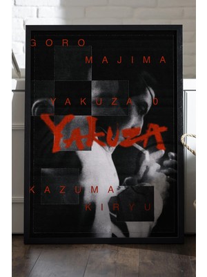 Duvarda Yakuza Siyah Ahşap Çerçeveli Poster, Dekoratif Oyun Duvar Tablosu