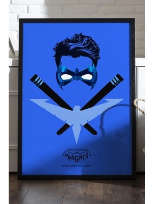 Duvarda Gotham Knights Siyah Ahşap Çerçeveli Poster, Dekoratif Oyun Duvar Tablosu