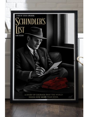 Duvarda Schindler's List Siyah Ahşap Çerçeveli Poster, Dekoratif Film Duvar Tablosu