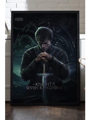 Duvarda A Knight Of The Seven Kingdoms Ahşap Çerçeveli Poster, Dekoratif Dizi Duvar Tablosu