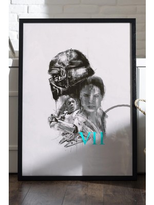 Duvarda Star Wars Siyah Ahşap Çerçeveli Poster, Film Duvar Tablosu