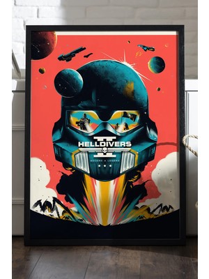Duvarda Helldivers Siyah Ahşap Çerçeveli Poster, Dekoratif Oyun Duvar Tablosu