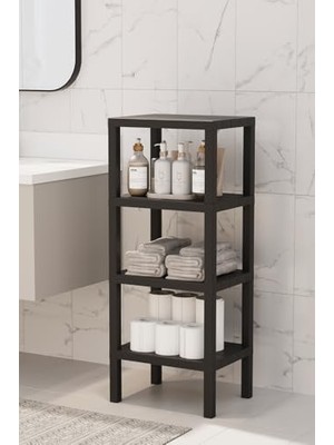 NY Home Mithra Life 4 Katlı Plastik Siyah Banyo Mutfak Rafı MIT1050