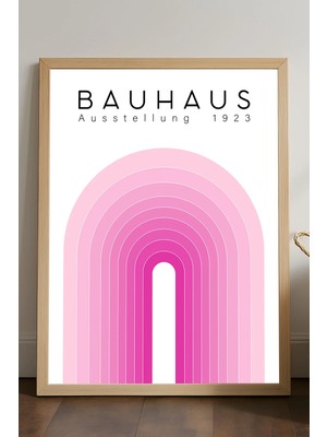Duvarda Bauhaus Doğal Ahşap Çerçeveli Poster, Dekoratif Sanatsal Duvar Tablosu