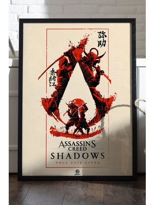 Duvarda Assassin's Creed Shadows Siyah Ahşap Çerçeveli Poster, Dekoratif Oyun Duvar Tablosu