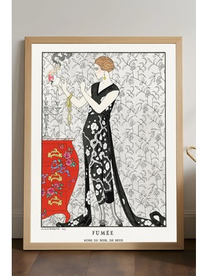 Duvarda Fumee Doğal Ahşap Çerçeveli Poster, Dekoratif Sanatsal Duvar Tablosu