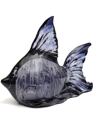 NY Home Dekoratif Ocean Art Siyah Balık Heykeli (23 Cm)