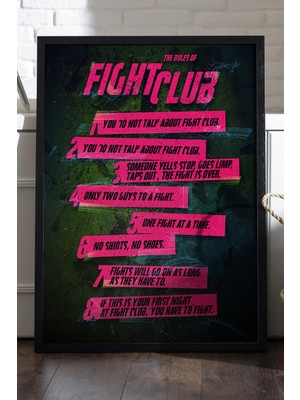 Duvarda Fight Club Siyah Ahşap Çerçeveli Poster, Dekoratif Film Duvar Tablosu