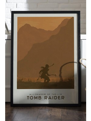 Duvarda Tomb Raider Siyah Ahşap Çerçeveli Poster, Dekoratif Oyun Duvar Tablosu