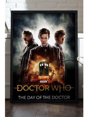 Duvarda Doctor Who Siyah Ahşap Çerçeveli Poster, Dekoratif Dizi Duvar Tablosu