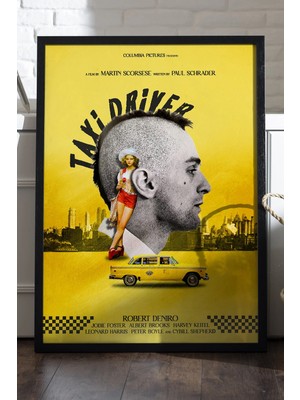 Duvarda Taxi Driver Siyah Ahşap Çerçeveli Poster, Film Duvar Tablosu