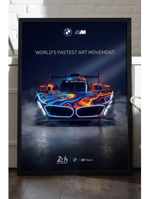 Duvarda Bmw M Hybrid Siyah Ahşap Çerçeveli Poster, Dekoratif Araba Duvar Tablosu