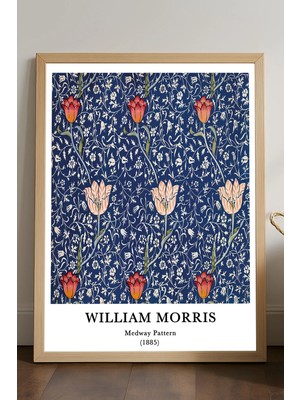 Duvarda William Morris Doğal Ahşap Çerçeveli Poster, Dekoratif Sanatsal Duvar Tablosu