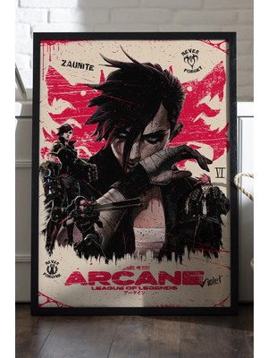 Duvarda Arcane Siyah Ahşap Çerçeveli Poster, Dekoratif Oyun Duvar Tablosu