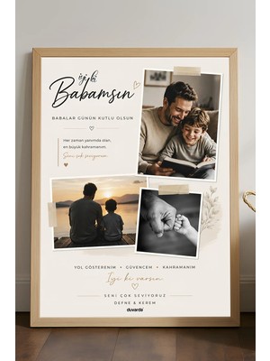 Duvarda Kişiye Özel Babalar Günü Çerçeveli Poster, Babalar Günü Hediyesi, Babalar Için Doğum Günü Hediyesi