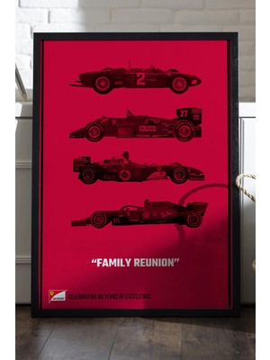 Duvarda Formula 1 Siyah Ahşap Çerçeveli Poster, Dekoratif Araba Duvar Tablosu