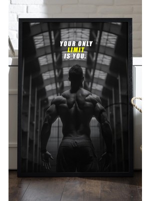 Duvarda Spor Gym Motivasyon Siyah Ahşap Çerçeveli Poster, Dekoratif Araba Duvar Tablosu