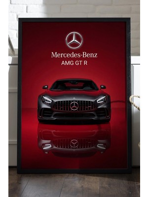 Duvarda Mercedes-Benz Amg Gt R Ahşap Çerçeveli Poster, Dekoratif Araba Duvar Tablosu