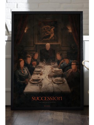Duvarda Succession Siyah Ahşap Çerçeveli Poster, Dekoratif Dizi Duvar Tablosu