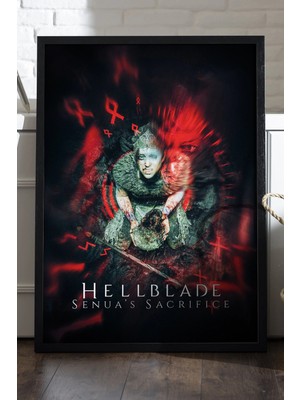 Duvarda Hellblade Siyah Ahşap Çerçeveli Poster, Dekoratif Oyun Duvar Tablosu