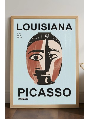 Duvarda Pablo Picasso Doğal Ahşap Çerçeveli Poster, Dekoratif Sanatsal Duvar Tablosu