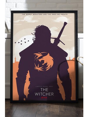 Duvarda The Witcher Siyah Ahşap Çerçeveli Poster, Dizi Duvar Tablosu