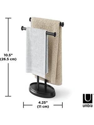 NY Home Umbra Palm Lavabo Için Havlu Askısı, Serbest Duran Havlu Askısı, Iki Kollu Metal Takı Koyma Yeri Ile, Siyah, Standart Boyut